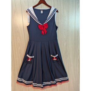Spirit Halloween Navy White Sailor Girl Costume 50s Swing Dress Adult Size 1X/2X